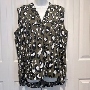 Jones New‎ York Sleeveless Animal Print Top Size L/XL
